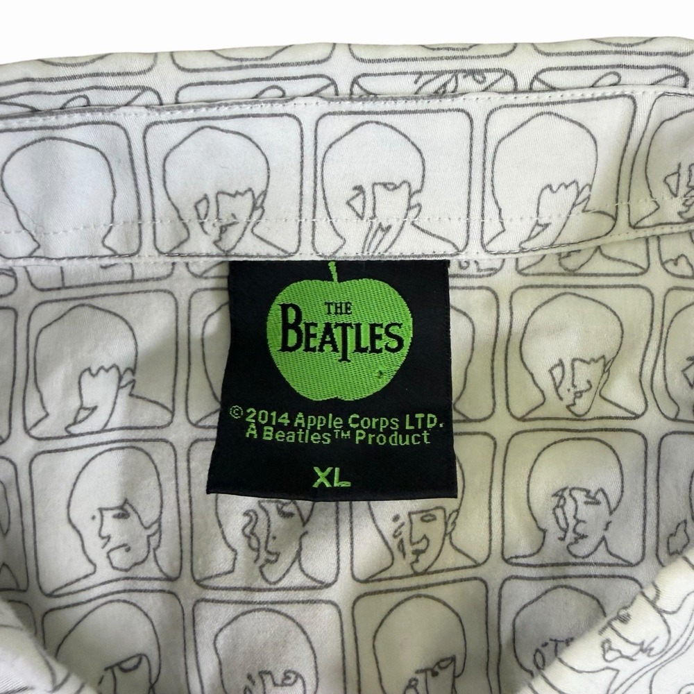 The Beatles Shirt Mens Short Sleeve XL  White All Over Print Button Down - Picture 4 of 8